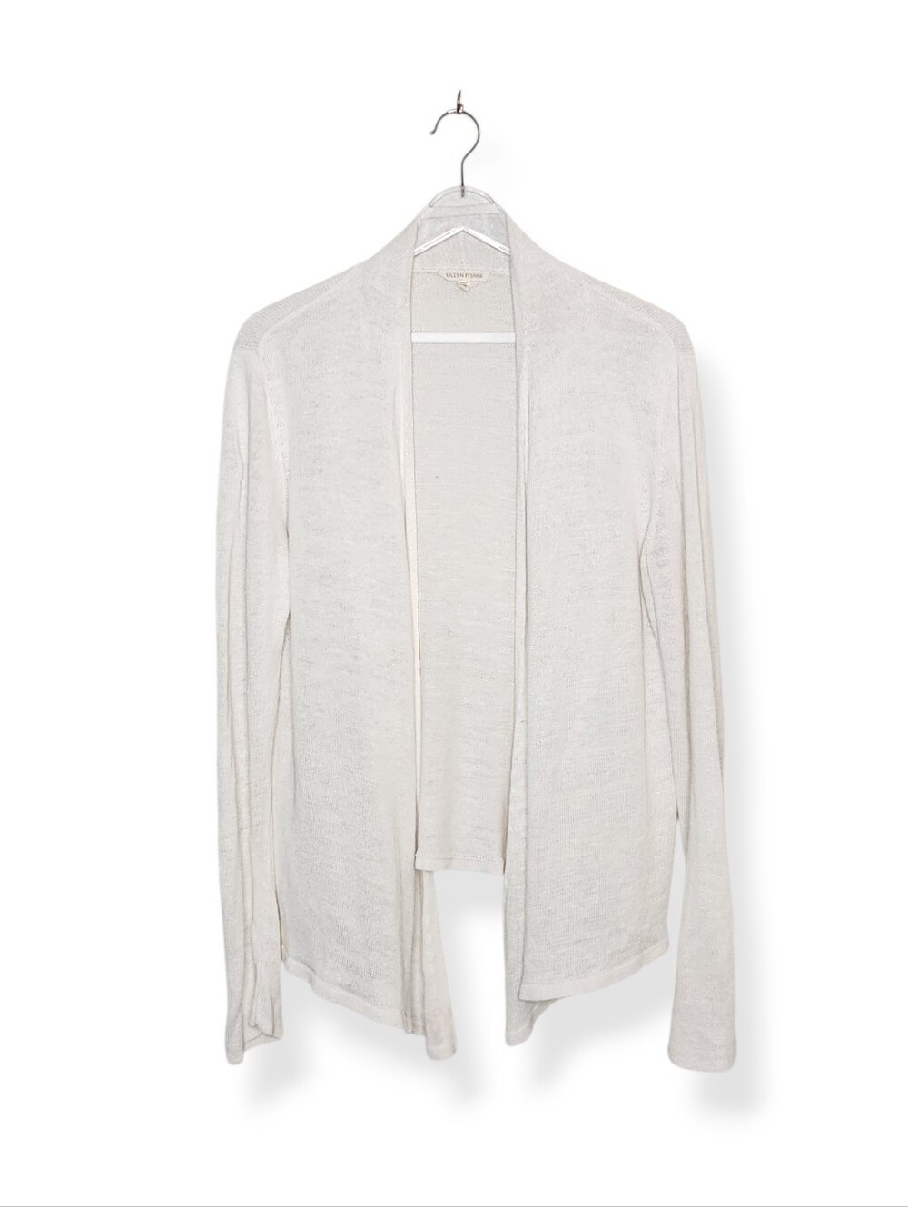Eileen Fisher 100% Linen White Lightweight Knit Cardigan Sweater Size Medium